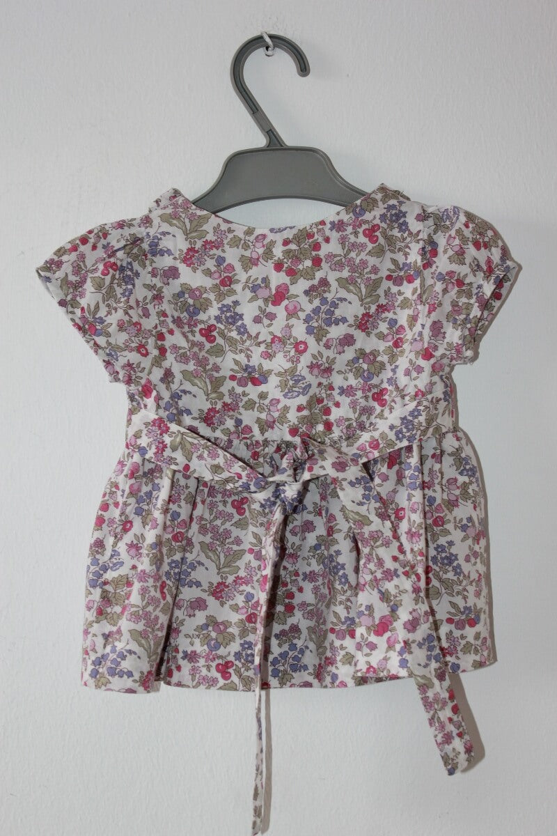 tweedehands katoenen gebloemde blouse in multicolour met korte mouwen maat 68 voor een baby meisje van jacadi