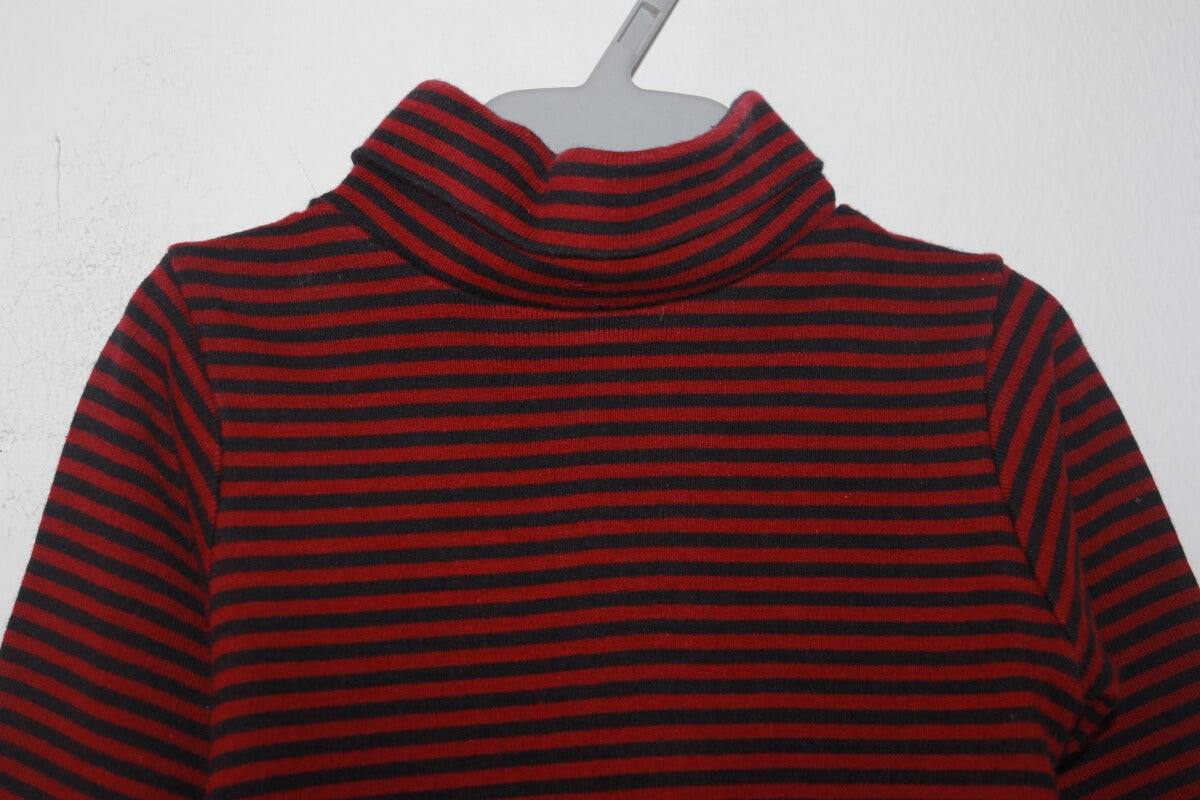 tweedehands unisex katoenen donkerblauw met rood gestreepte longsleeve of coltrui in maat 68 voor een baby van jacadi