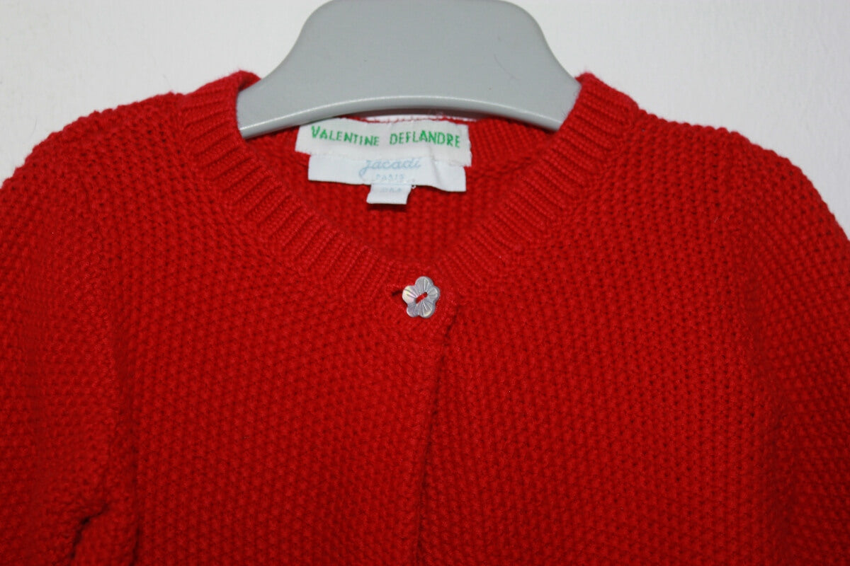 tweedehands katoenen rood vestje in maat 62 voor een baby meisje van jacadi