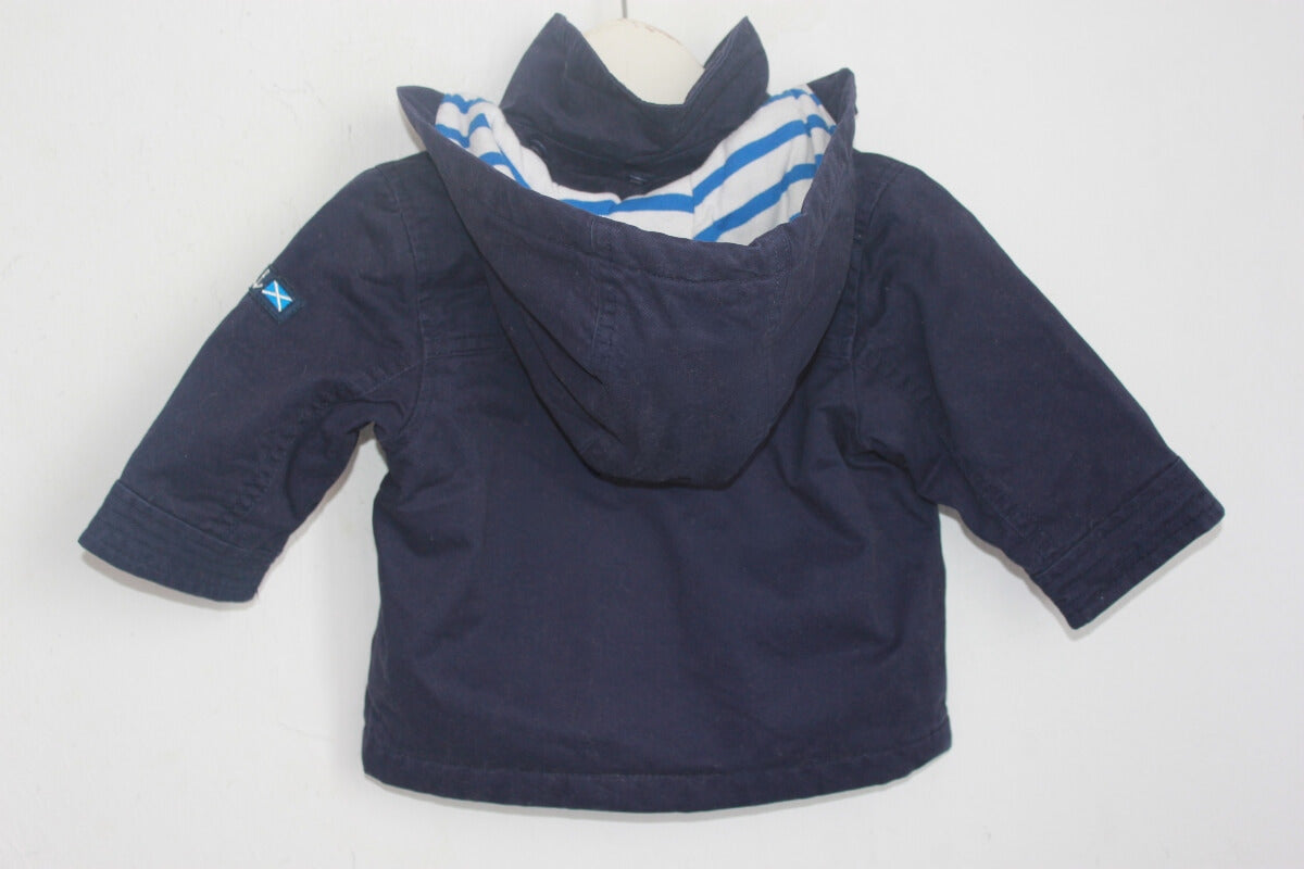tweedehands unisex katoenen donkerblauwe jas maat 68 van jacadi voor een baby