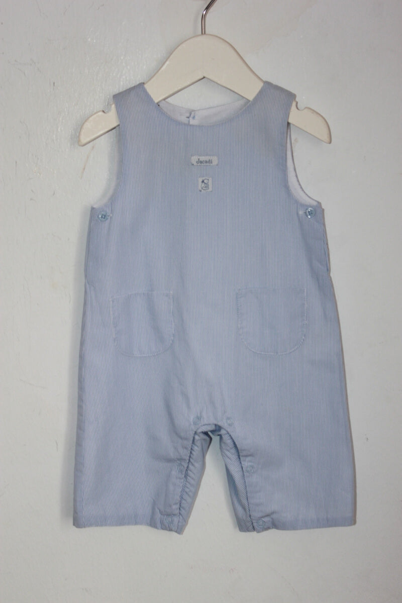 tweedehands katoenen lichtblauw met wit gestreepte jumpsuit in maat 56 voor een baby jongen van Jacadi