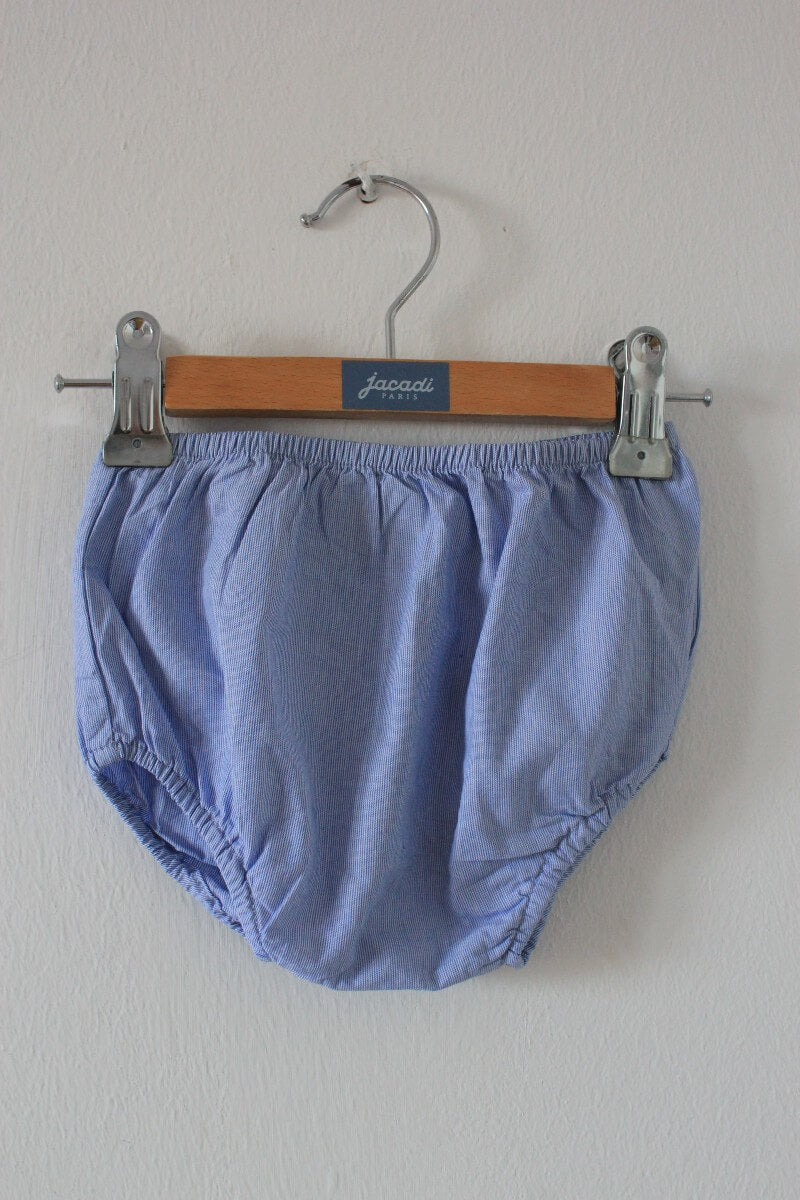 tweedehands zomerse katoenen blauwe jurk met korte volantmouwen in maat 68 voor een baby meisje van jacadi