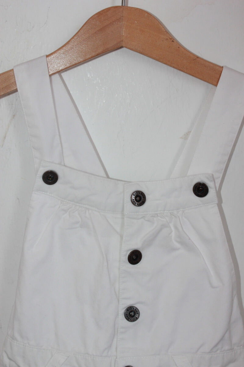Tweedehands zomerse katoenen witte salopette jurk in maat 92 van la redoute
