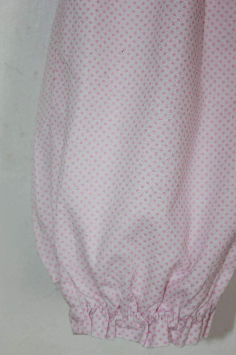 tweedehands katoenen witte lange broek met roze stipjes in maat 62 voor een baby meisje van jacadi