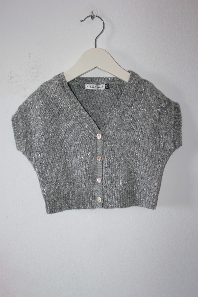 tweedehands-grijs-zilver-vest-korte-mouwen-boutchou-maat-86-baby-meisje