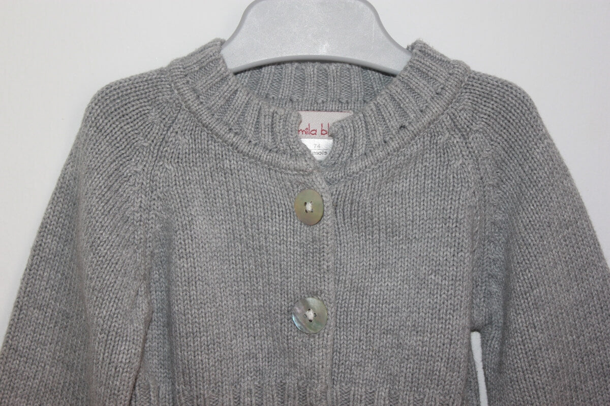 preloved grijs katoenen vestje in maat 74 van mila blue voor een baby meisje