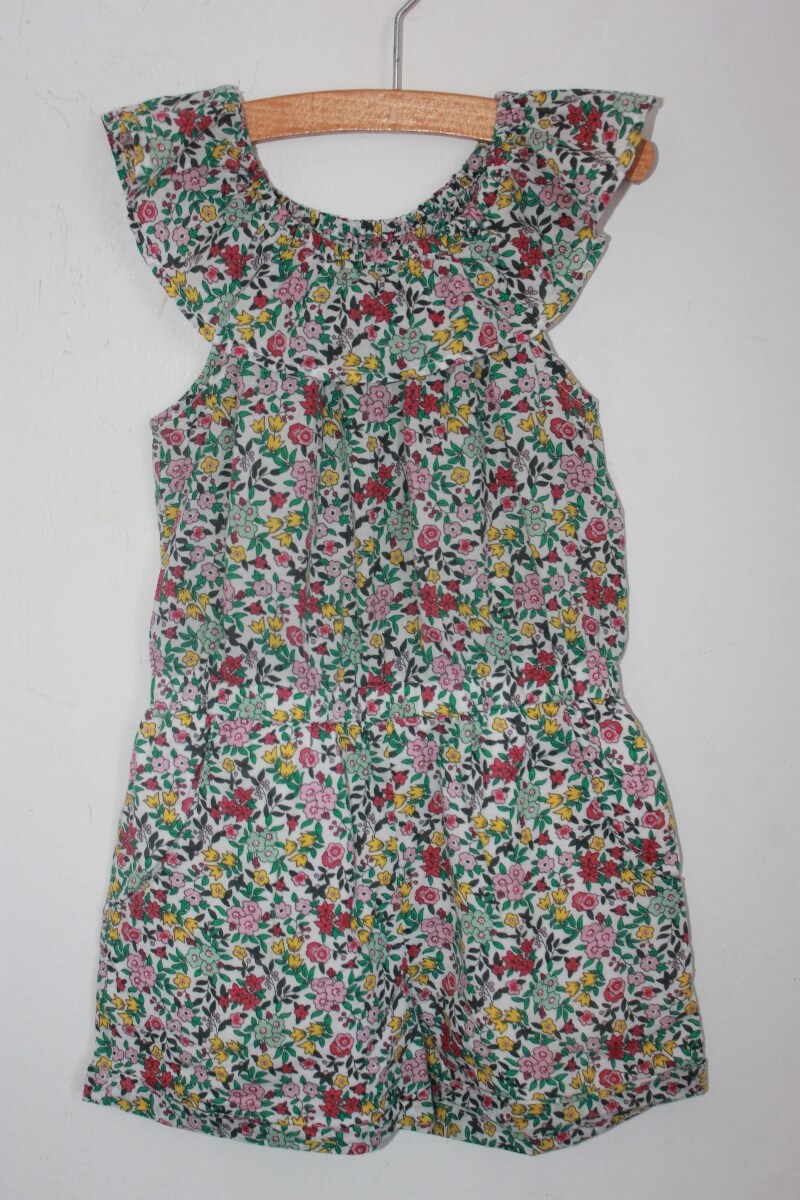 tweedehands korte zomerse liberty jumpsuit in multicolour, maat 110 van monoprix