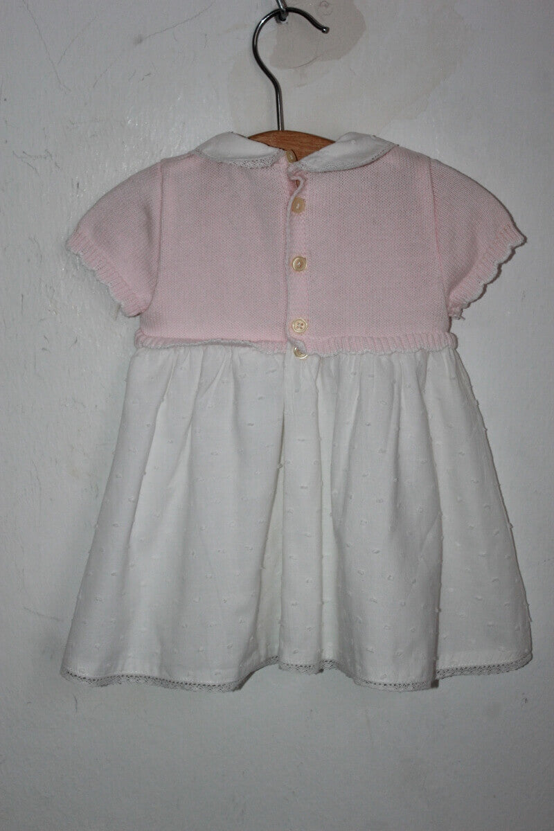 tweedehands katoenen zomerse roze en witte jurk met korte mouwen van paz rodriguez in maat 62