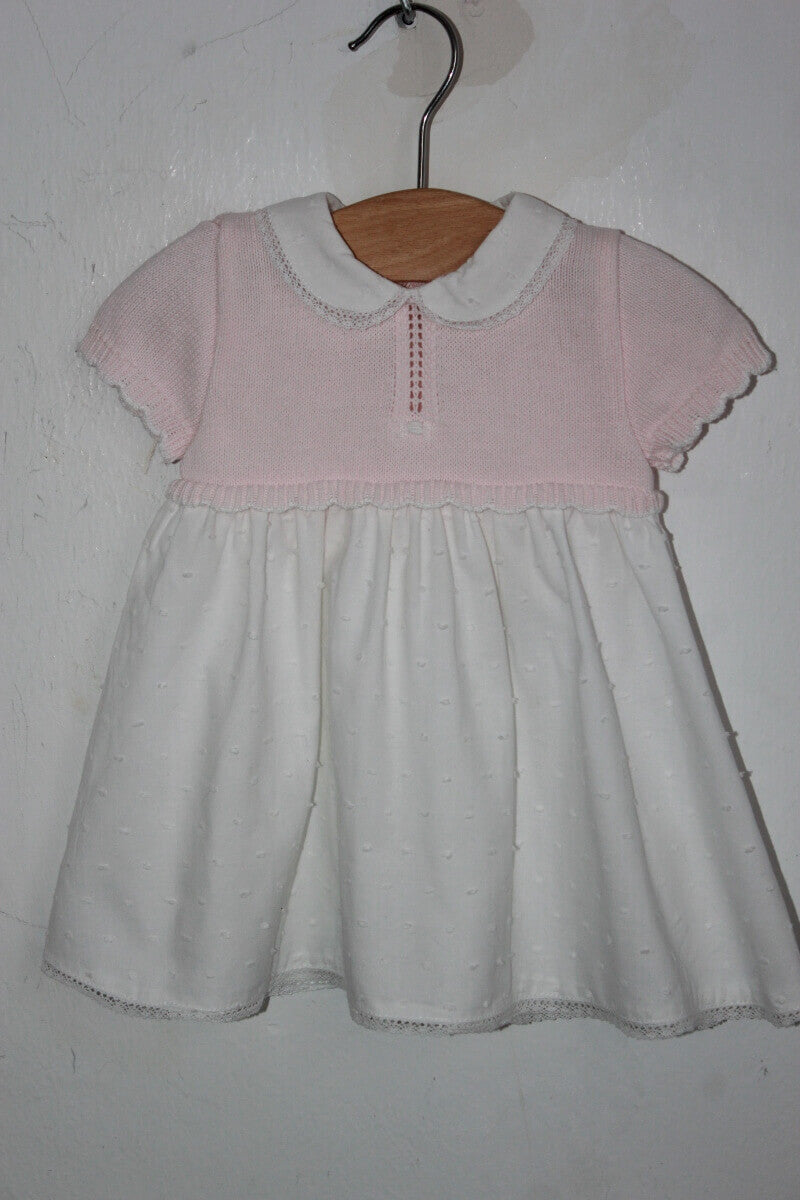 tweedehands katoenen zomerse roze en witte jurk met korte mouwen van paz rodriguez in maat 62