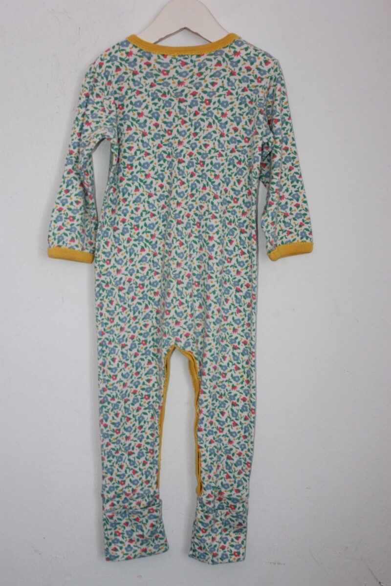 tweedehands katoenen gebloemde playsuit in multicolour met lange mouwen, maat 80 voor een baby meisje van petit bateau