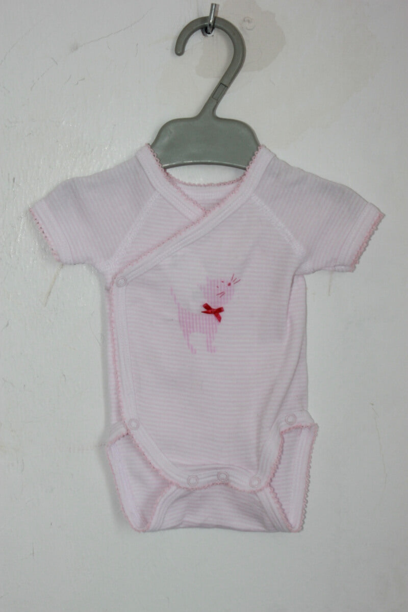 tweedehands roze overslagromper met korte mouwen in maat 46 van petit bateau