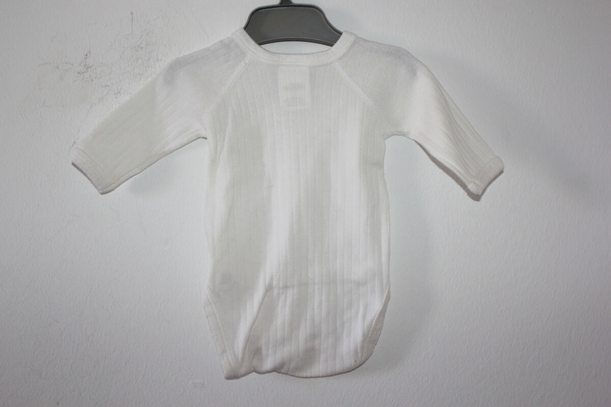 preloved unisex katoenen overslagromper met lange mouwen van petit bateau in maat 50