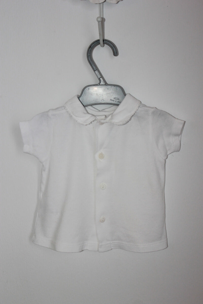 tweedehands katoenen unisex ecru t-shirt korte mouwen maat 62 petit bateau