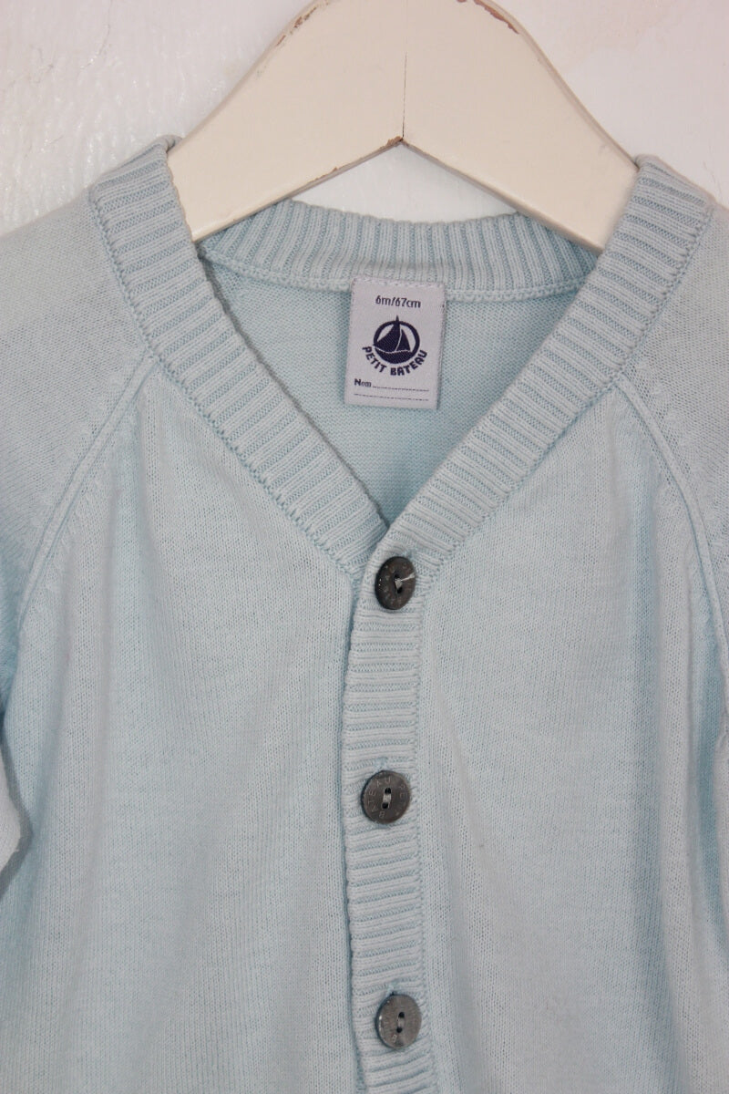 Tweedehands katoenen zomers lichtblauw vest in maat 68 voor een baby jongen van petit bateau