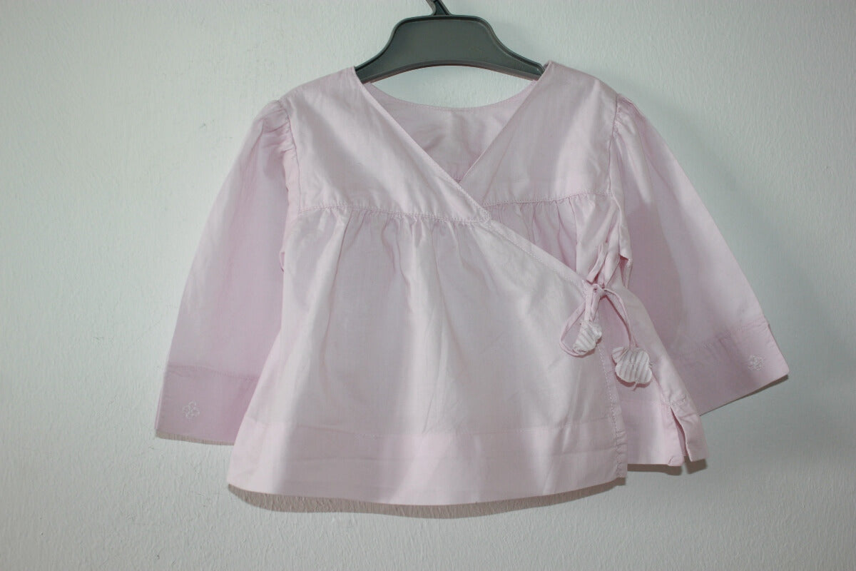 tweedehands lichtroze katoenen blouse met lange mouwen in maat 62 voor een baby meisje van jacadi