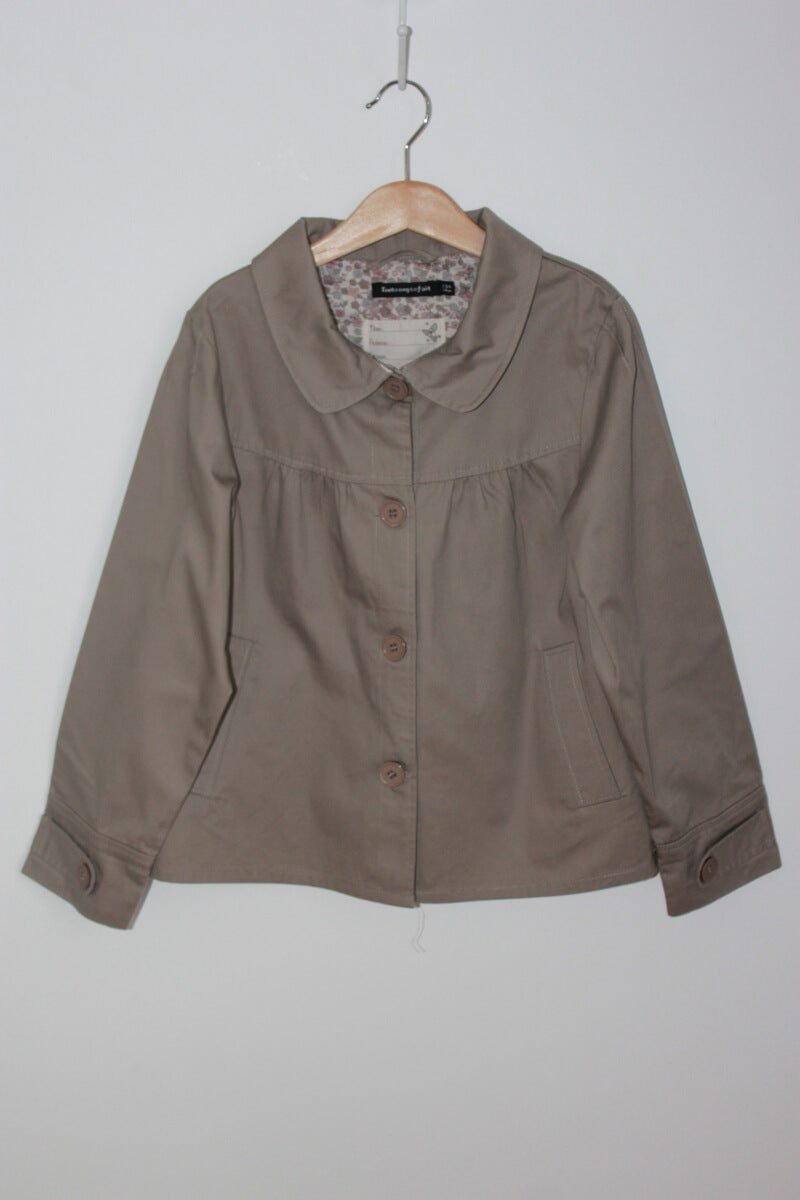 tweedehands katoenen zomerse beige jas van tout compte fait voor een meisje in maat 134-140