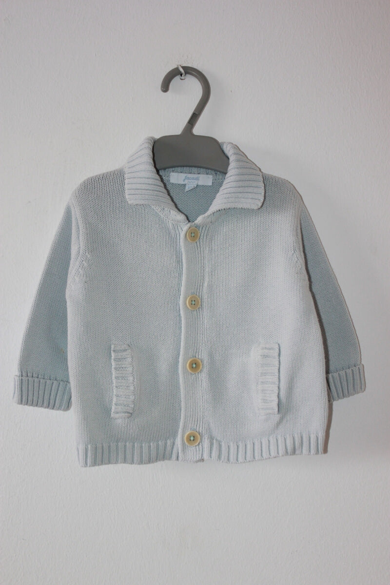 tweedehands katoenen lichtblauw vest in maat 68 voor een baby jongen van jacadi