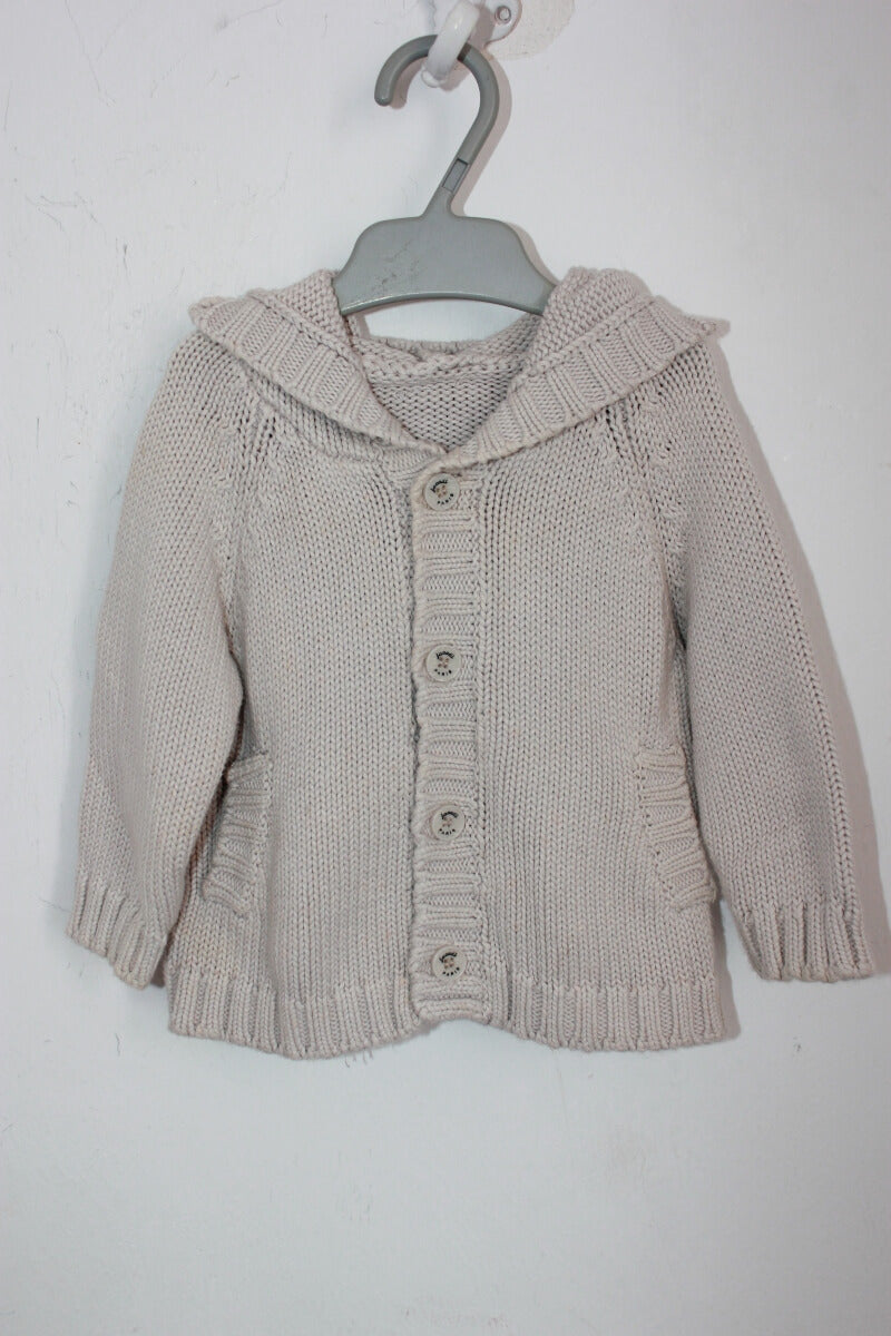 tweedehands unisex beige katoenen vest met capuchon in maat 68 voor een baby van jacadi