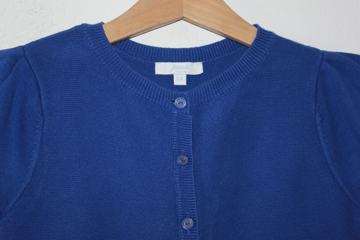 tweedehands blauw katoenen vest met korte mouwen van jacadi in maat 128 voor een meisje