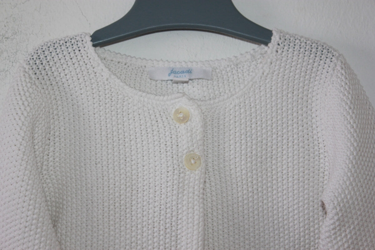 tweedehands wit katoenen vest in maat 74 voor een baby meisje van jacadi