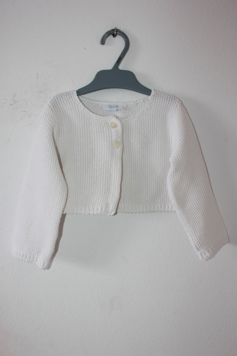 tweedehands wit katoenen vest in maat 74 voor een baby meisje van jacadi