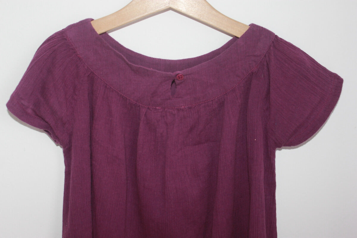 preloved katoenen zomerse paarse jurk met korte mouwen in maat 116 van zef
