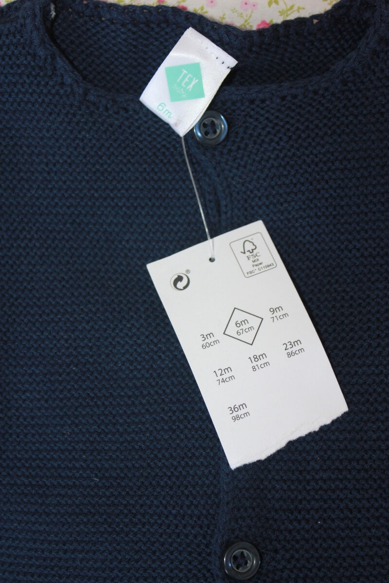 donkerblauw unisex vestje maat 68 tex
