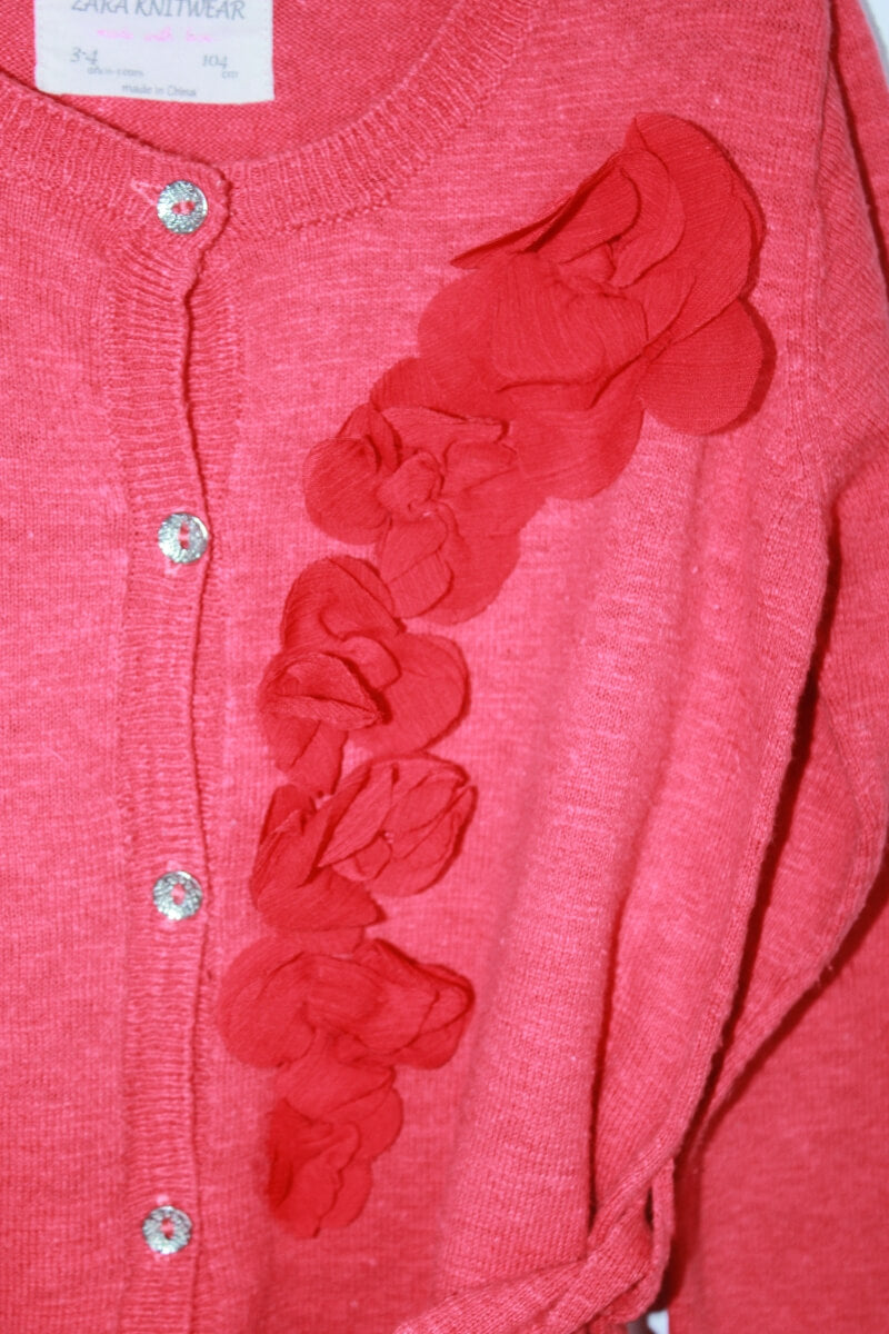 tweedehands rood vest bloemen maat 104 zara
