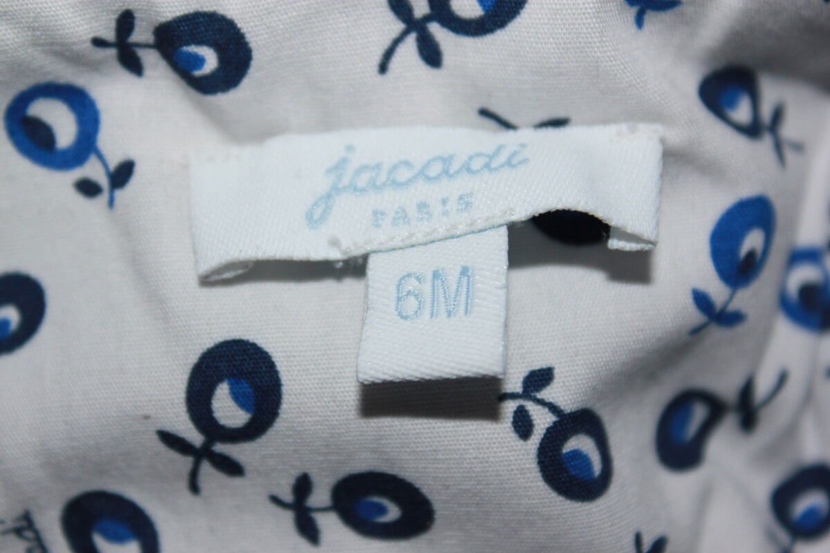 tweedehands katoenen donkerblauw met witte zomerse jas van jacadi in maat 68 voor een baby meisje