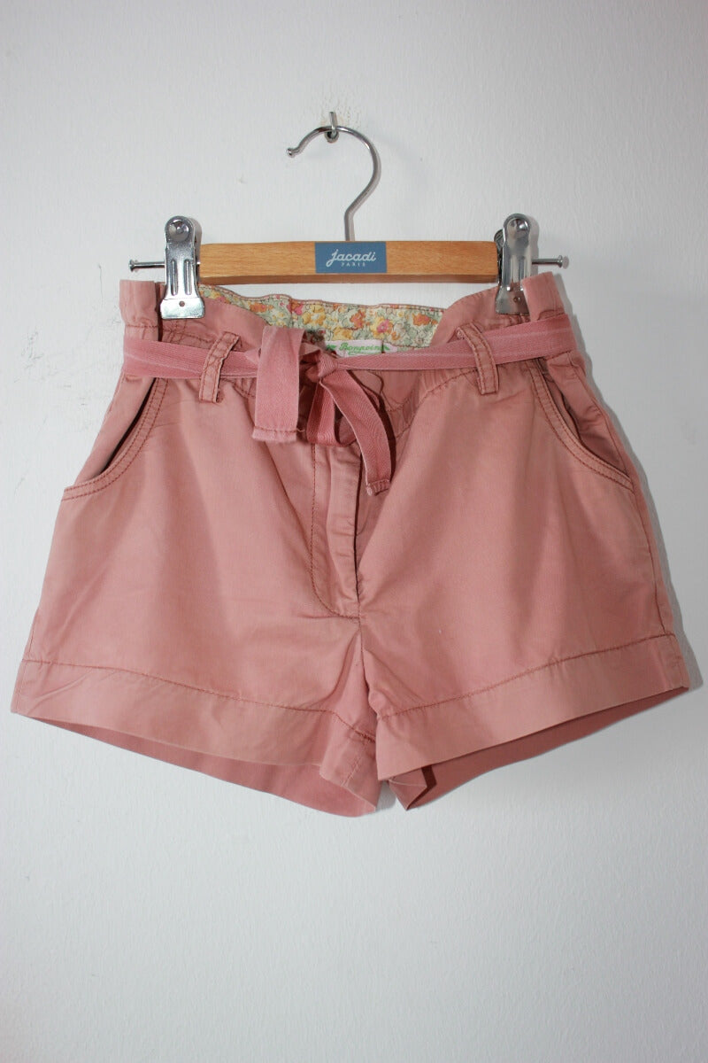 tweedehands katoenen zomerse koraalroze korte broek van bonpoint in maat 98-104 voor een meisje