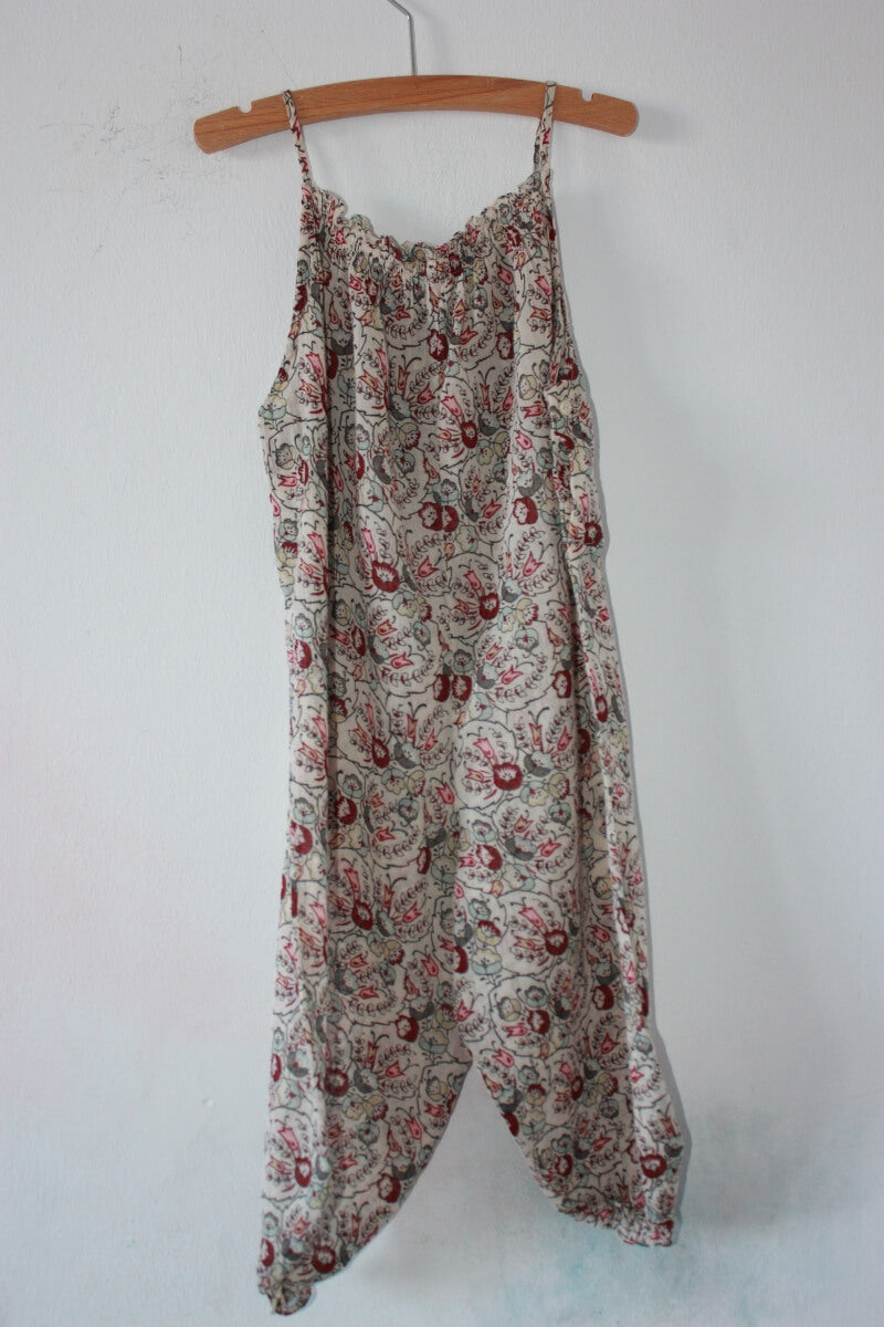 tweedehands katoenen zomerse mouwloze gebloemde jumpsuit in multicolour van bonpoint maat 86