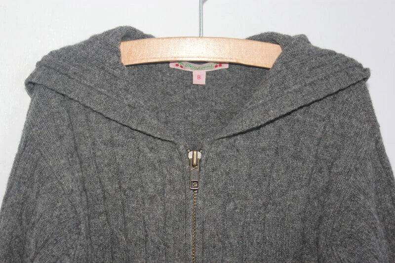 tweedehands unisex grijs gebreid vest met capuchon in maat 116-122 van bonpoint