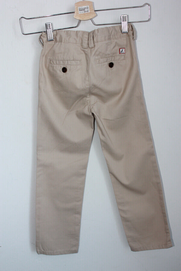 tweedehands katoenen beige lange broek van jacadi in maat 116 voor een jongen
