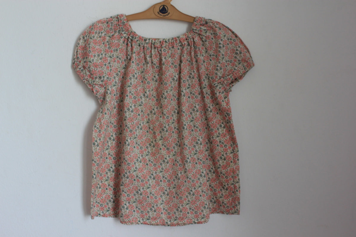 tweedehands katoenen liberty blouse in multicolour met korte mouwen van bonpoint, maat 122-128