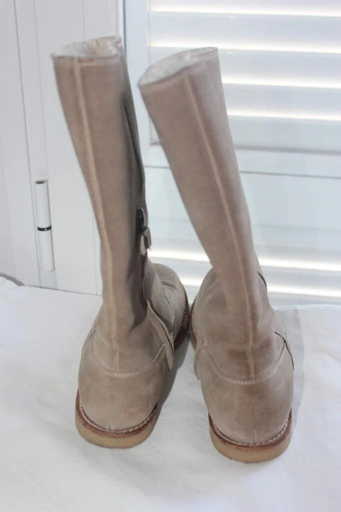 tweedehands lange beige suede laarzen van bonpoint, maat 30 voor een meisje