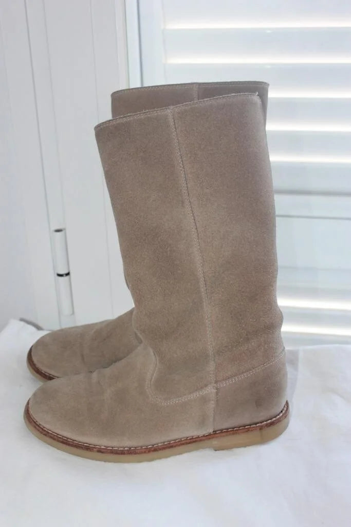 tweedehands lange beige suede laarzen van bonpoint, maat 30 voor een meisje