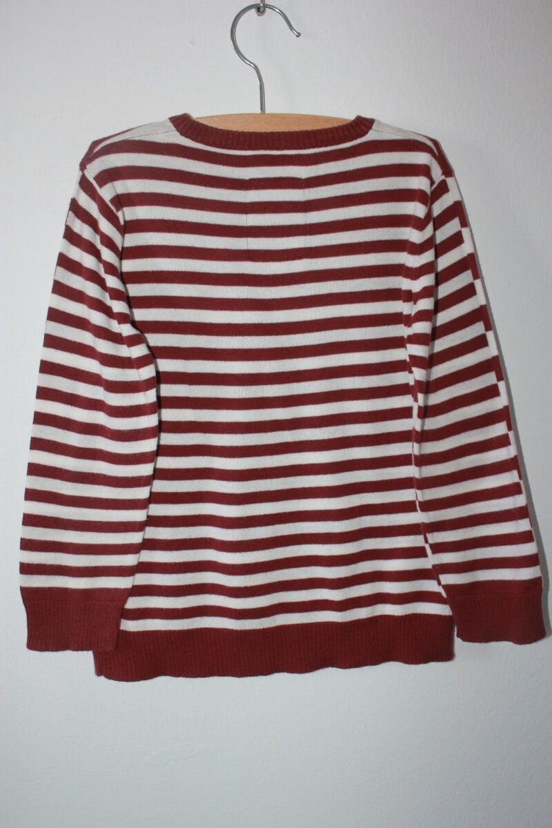 tweedehands-bordeaux-wit-gestreepte-trui-maat-98-petit-bateau