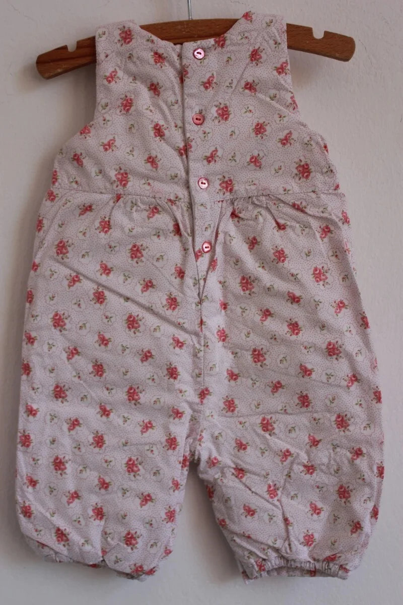 tweedehands gebloemde katoenen mouwloze jacadi jumpsuit in maat 62 voor een baby meisje