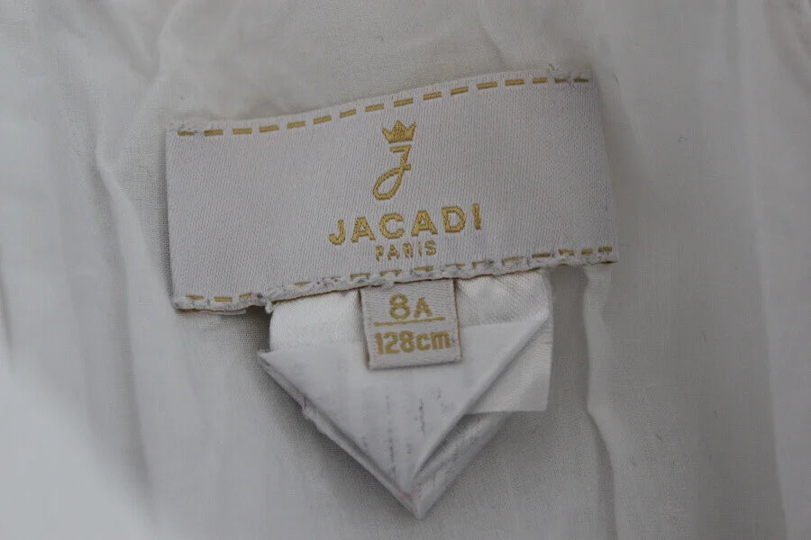 tweedehands zomerse mouwloze jacadi jurk in gebroken wit maat 128 voor een meisje