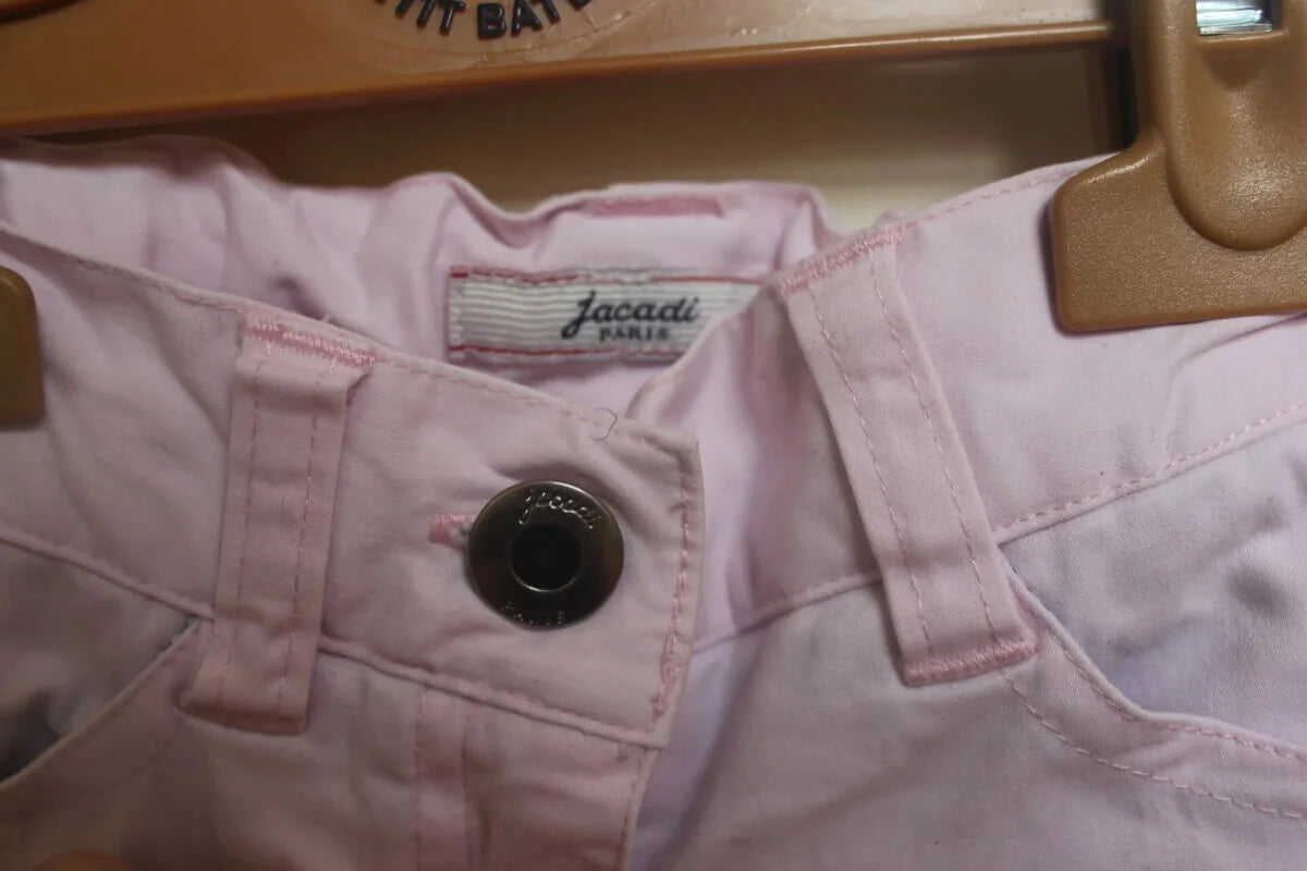tweedehands katoenen roze lange broek van jacadi in maat 74 voor een baby meisje