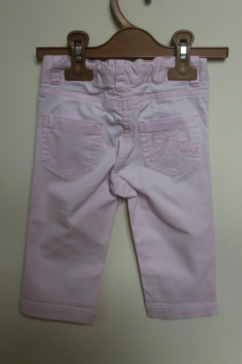 tweedehands katoenen roze lange broek van jacadi in maat 74 voor een baby meisje