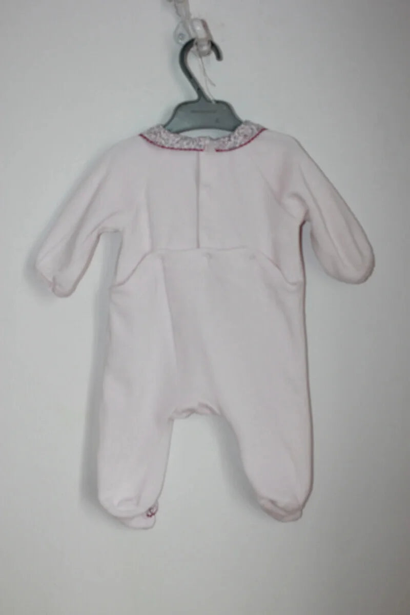 tweedehands roze velours playsuit van jacadi in maat 62 voor een baby meisje