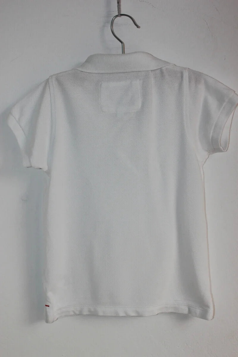 tweedehands wit katoenen poloshirt van jacadi met korte mouwen in maat 104 voor een jongen