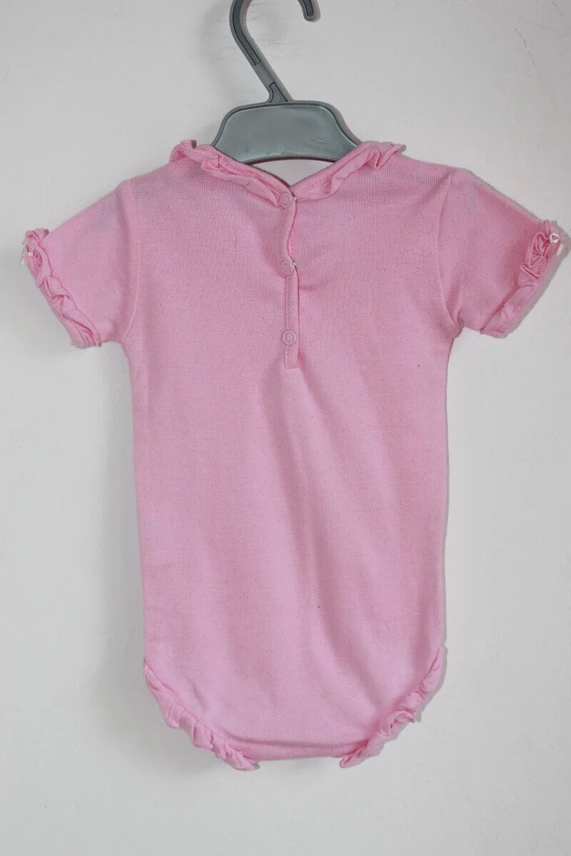 tweedehands katoenen roze romper met korte mouwen van jacadi in maat 68 voor een baby meisje