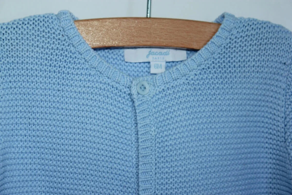 tweedehands unisex lichtblauw katoenen jacadi vest in maat 68 voor een baby