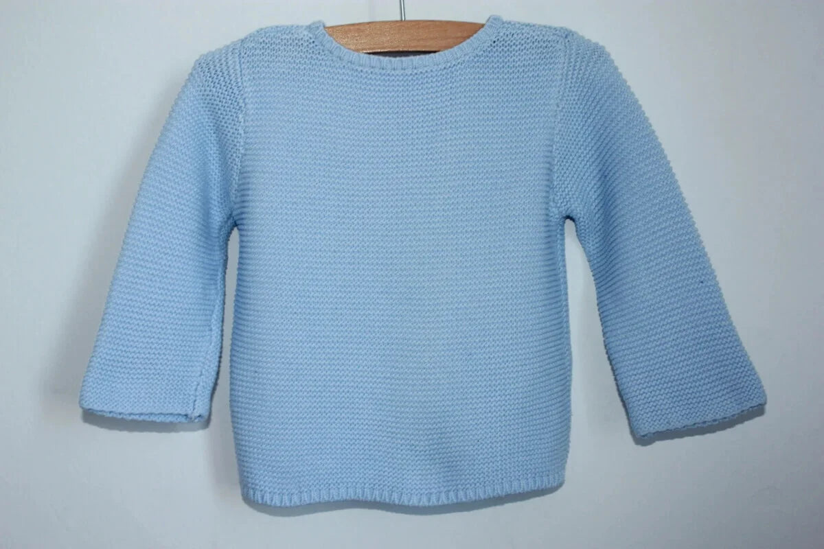 tweedehands unisex lichtblauw katoenen jacadi vest in maat 68 voor een baby