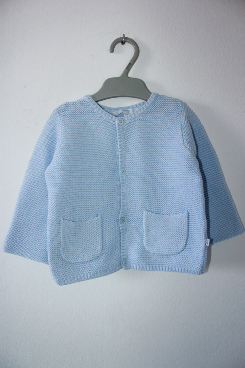 tweedehands unisex lichtblauw katoenen jacadi vest in maat 68 voor een baby