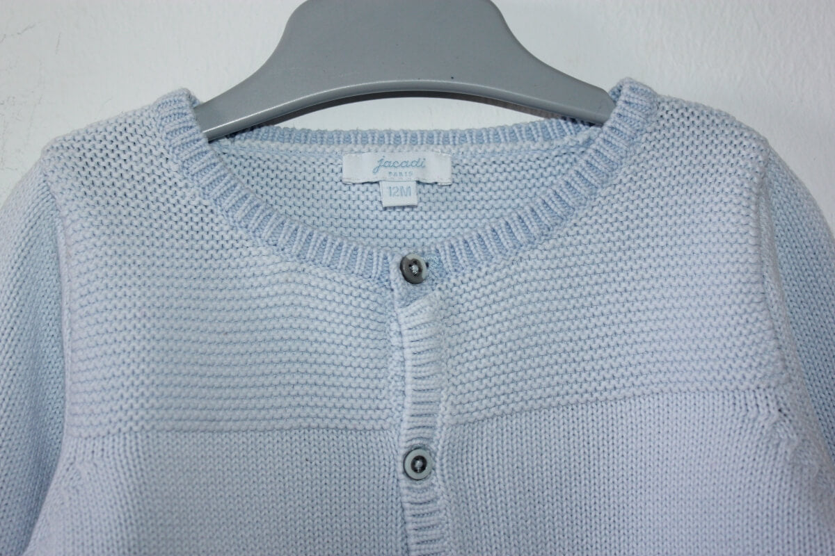 tweedehands unisex lichtblauw katoenen jacadi vest in maat 74