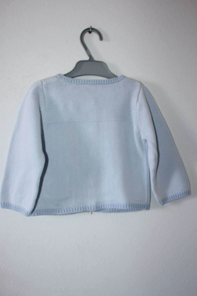 tweedehands unisex lichtblauw katoenen jacadi vest in maat 74