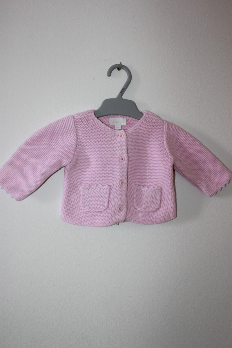 tweedehands roze katoenen vest van jacadi in maat 62 voor een baby meisje